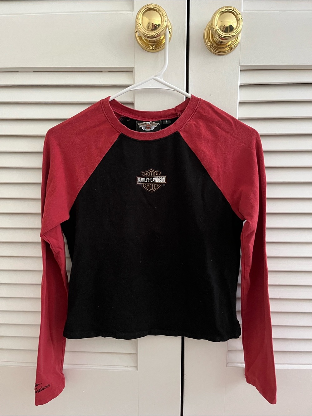 Harley Davidson S Women’s Two-Tone Long sleeve crop top